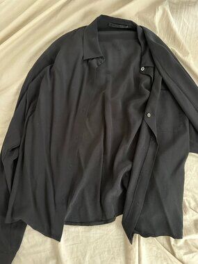 Jenni Kayne Sloane Silk Button Down in Black (S)